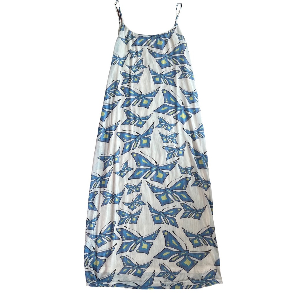 Verge Girl Blue & White Butterfly Print Maxi Dress